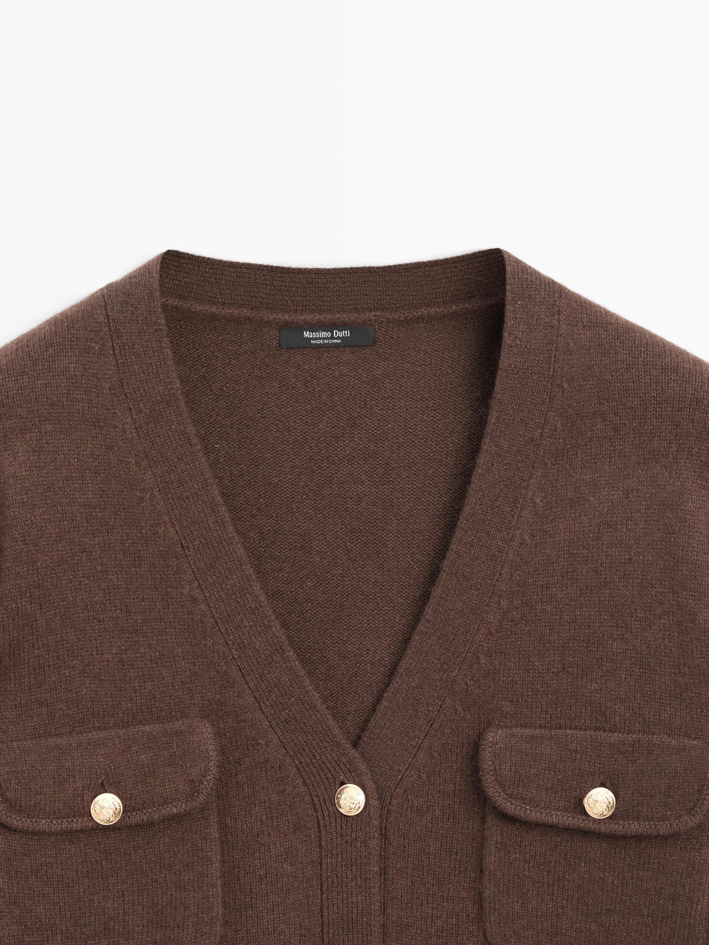 V-neck knit cardigan with gold buttons