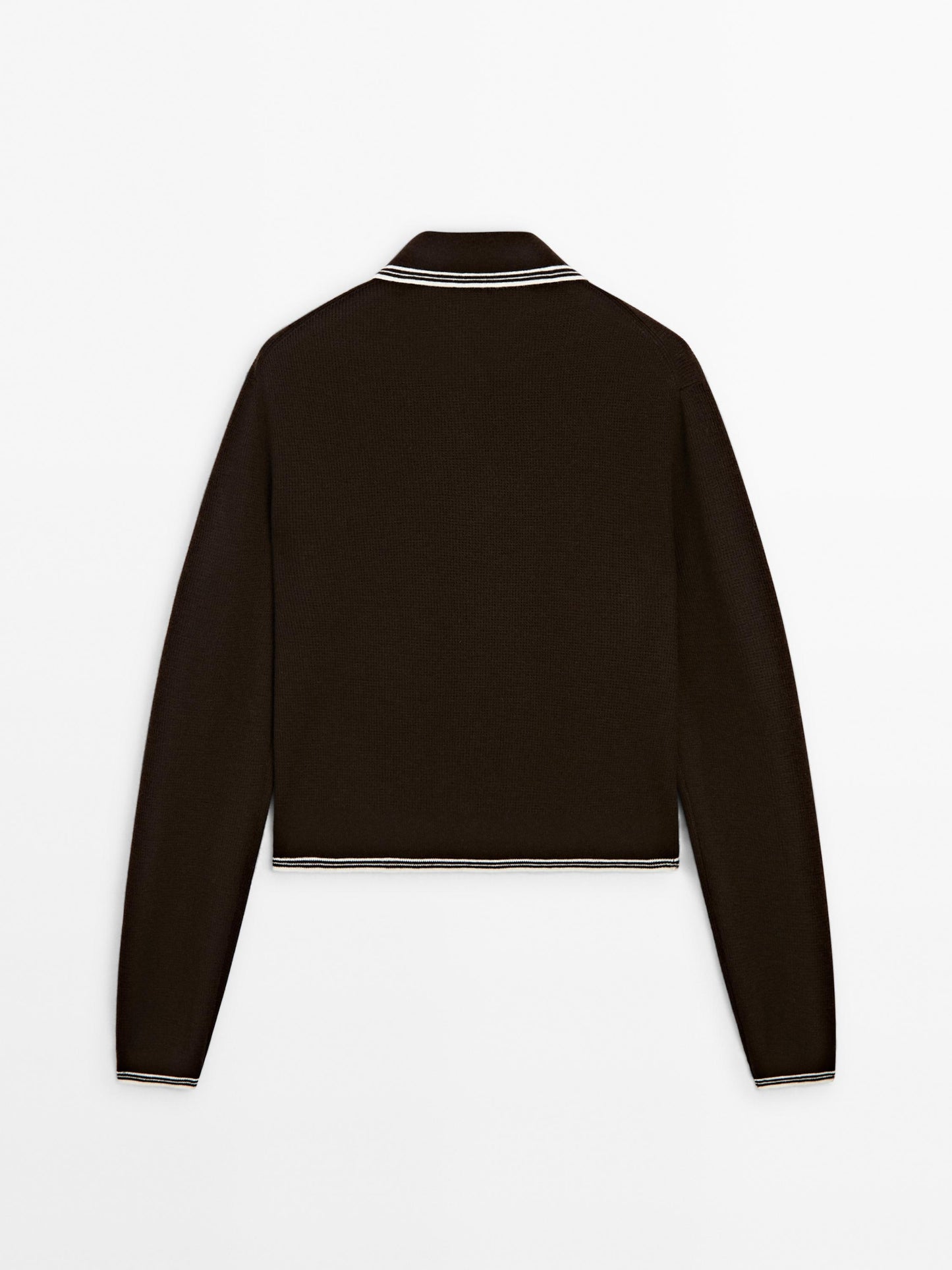 Contrast knit sweater with polo collar