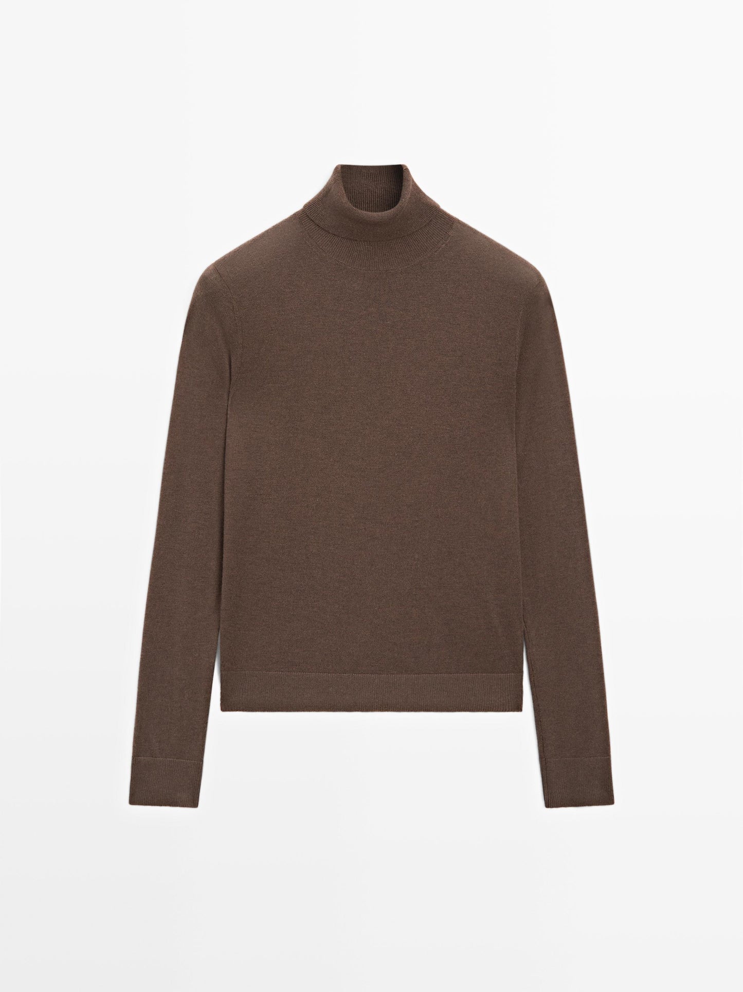 Wool blend high neck knit sweater
