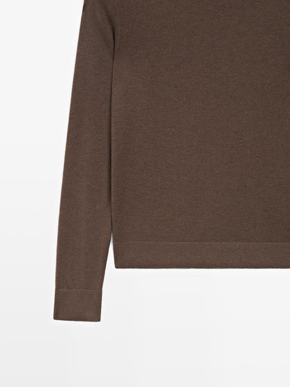 Wool blend high neck knit sweater