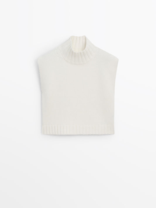 100% wool high neck knit vest