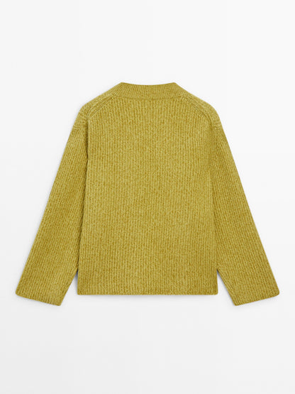 Sweater with wide V-neck