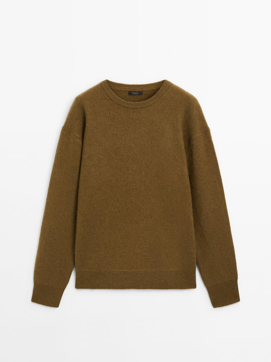 Long brushed cashmere blend sweater