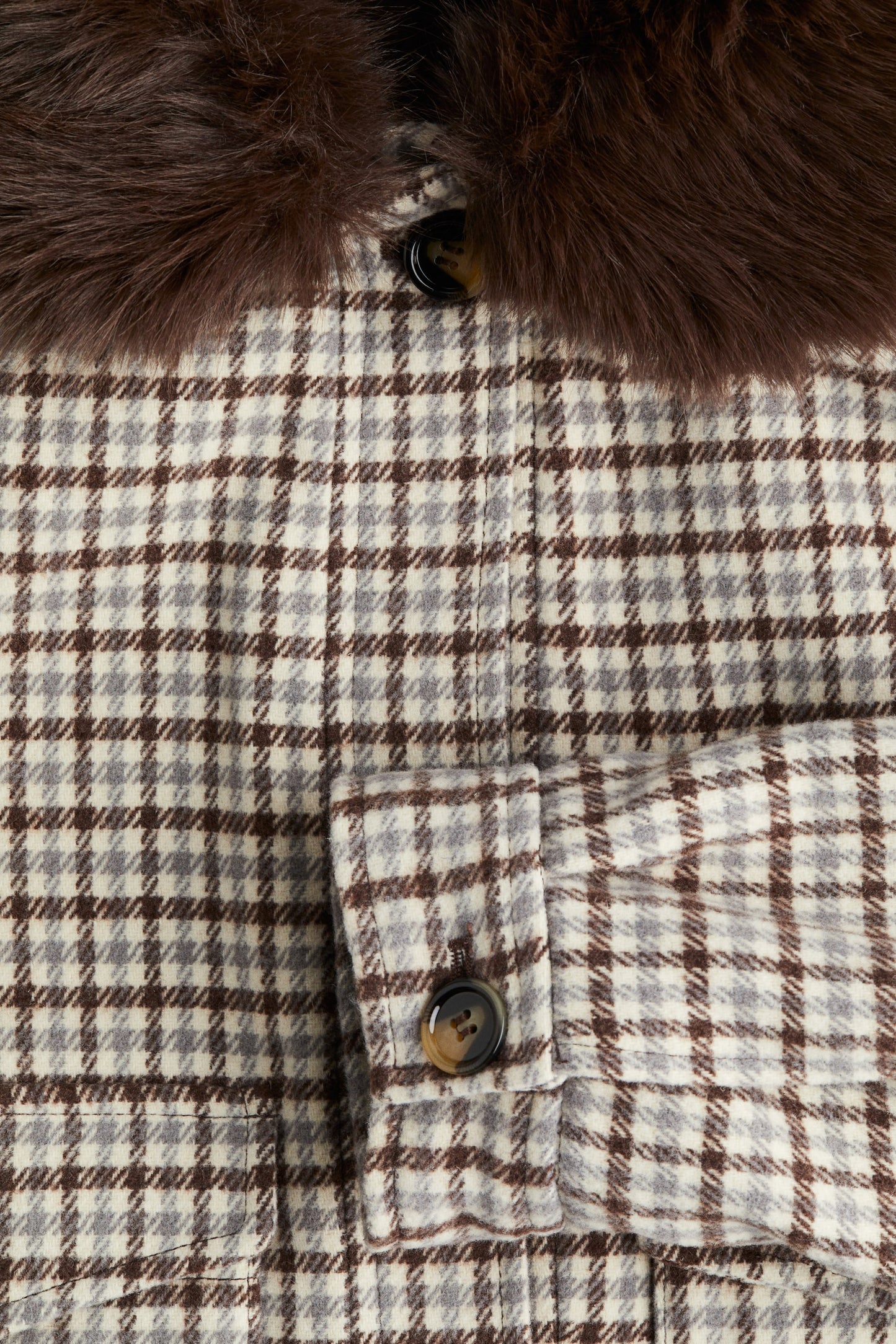 Fluffy-collar twill jacket