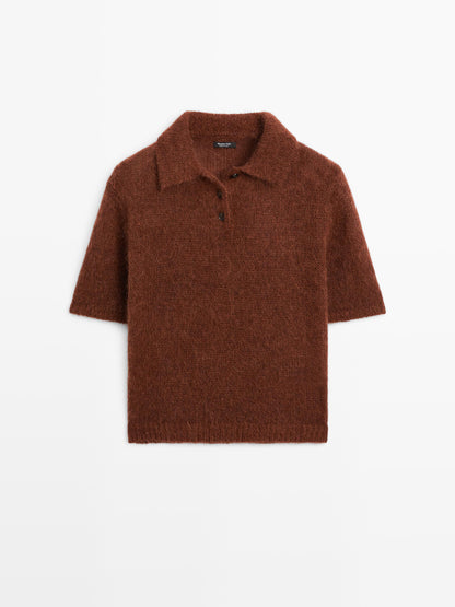 Alpaca blend knit polo jumper