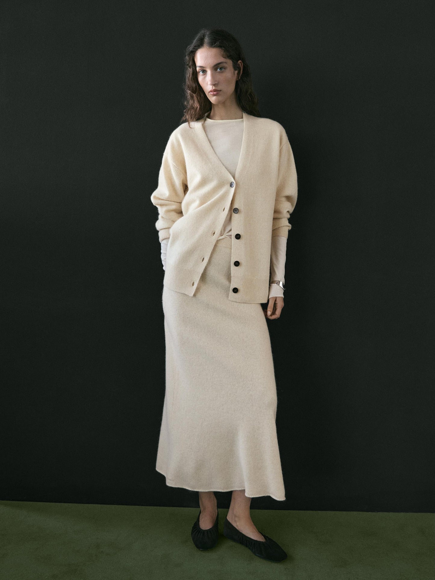 Knit alpaca and wool V-neck cardigan