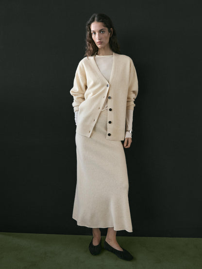 Knit alpaca and wool V-neck cardigan