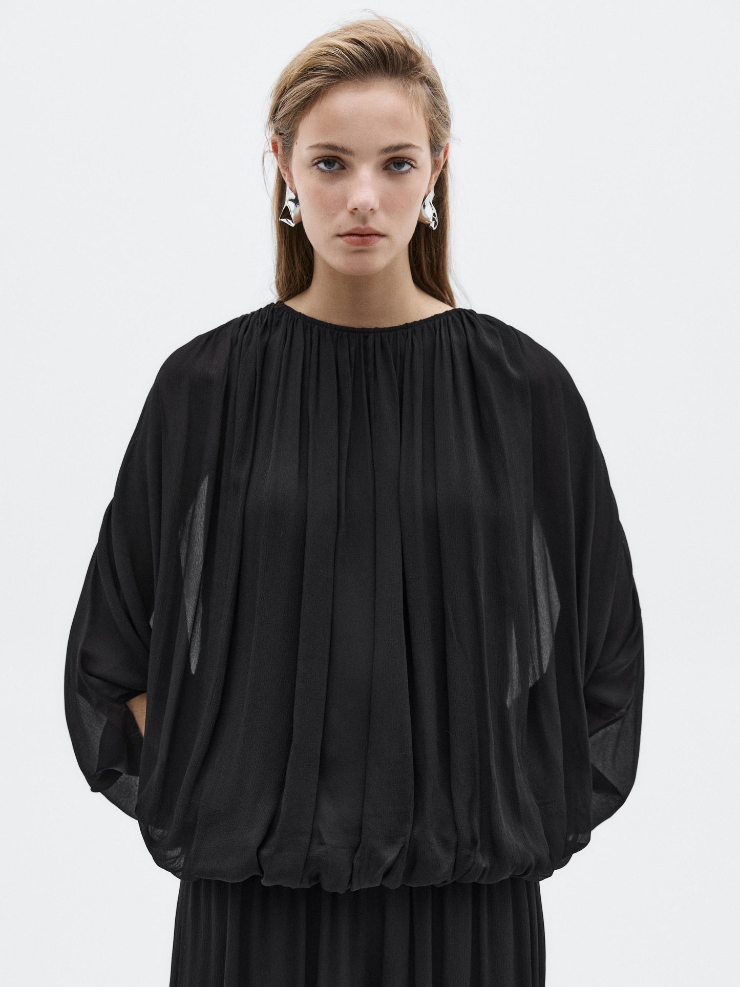 Flowing balloon blouse