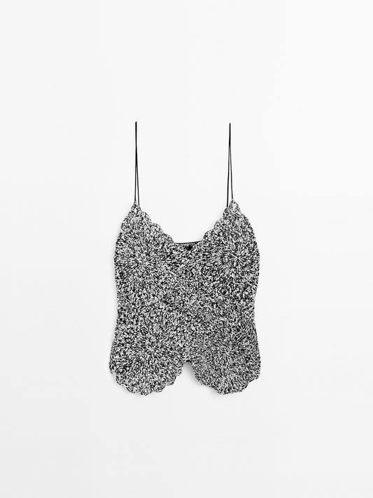 Mouliné crochet knit top