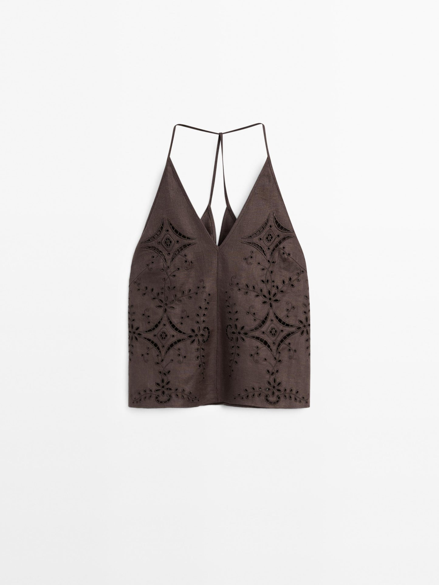 Linen blend embroidered top