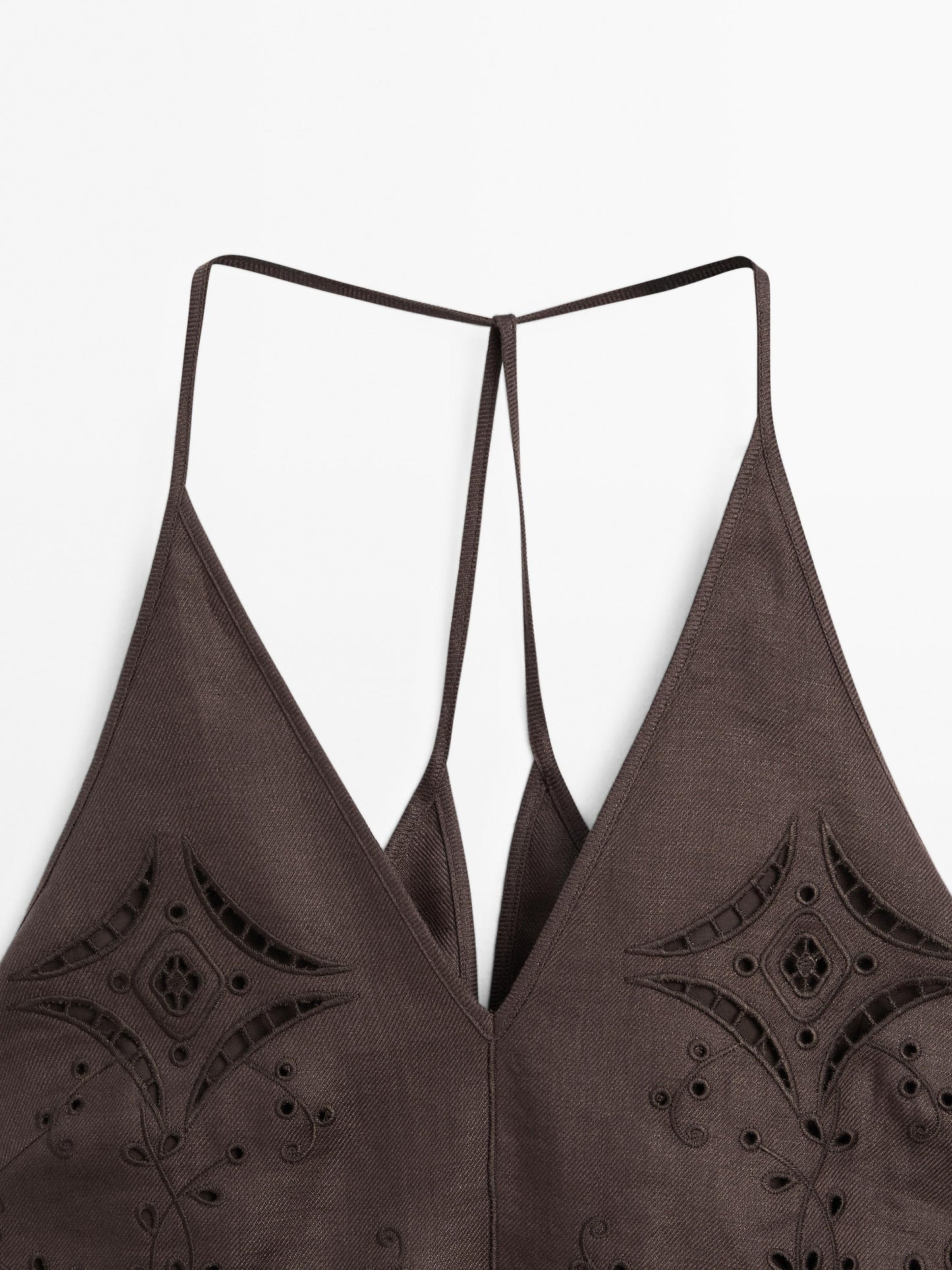 Linen blend embroidered top