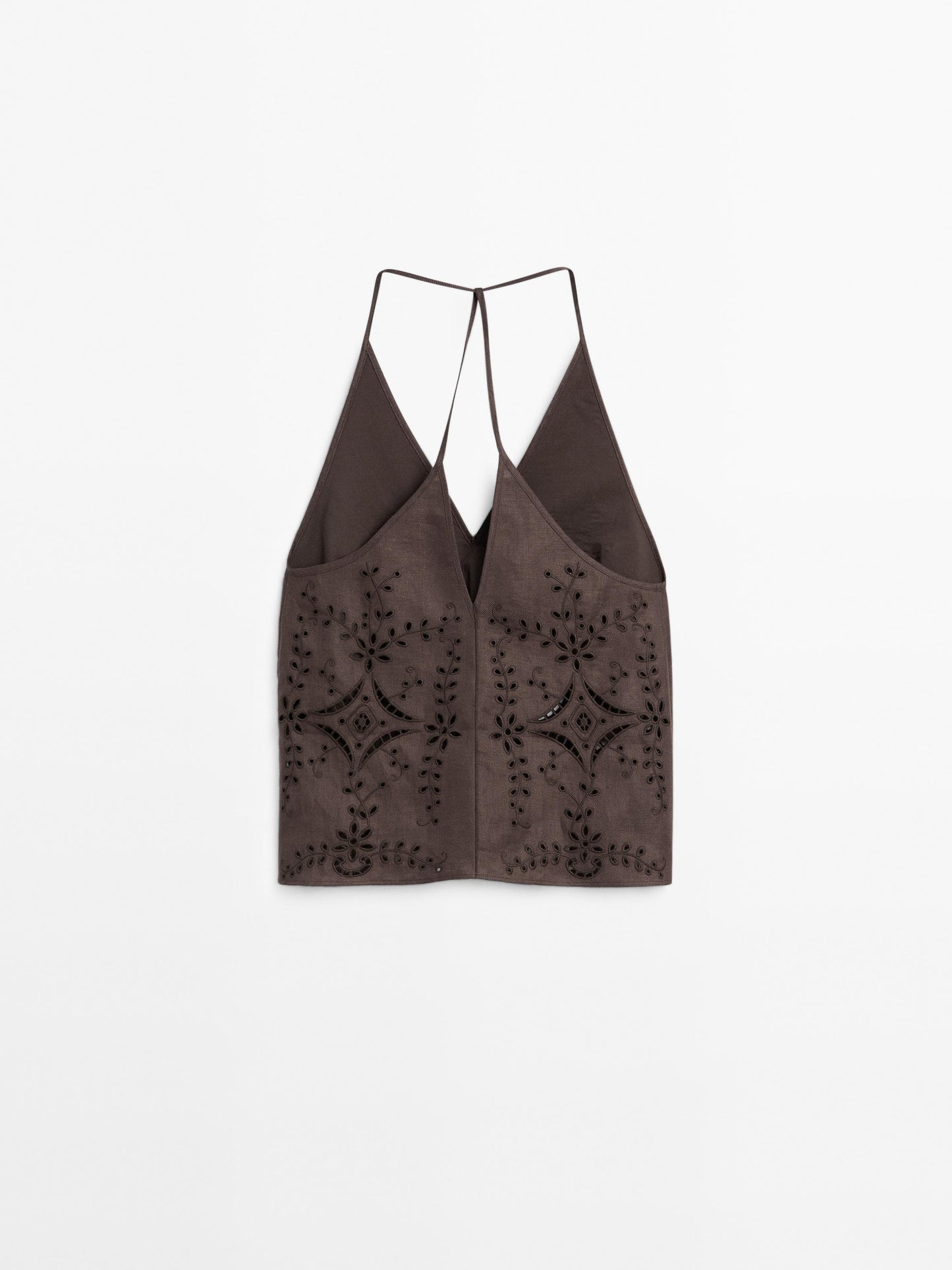 Linen blend embroidered top