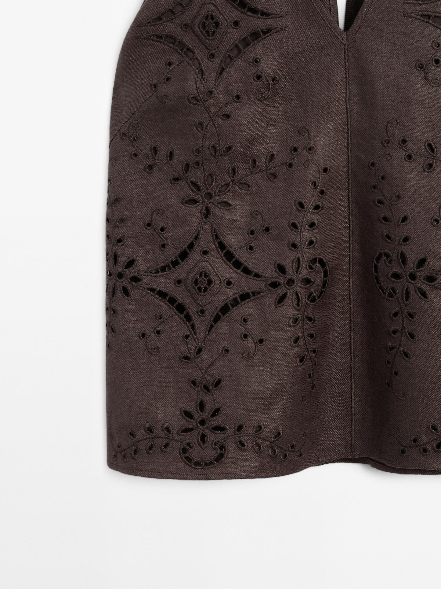 Linen blend embroidered top