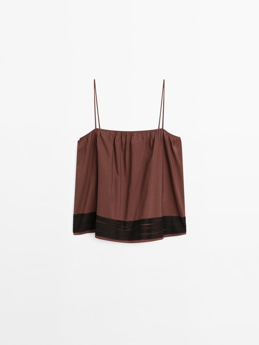 Short strappy top with ribbon details