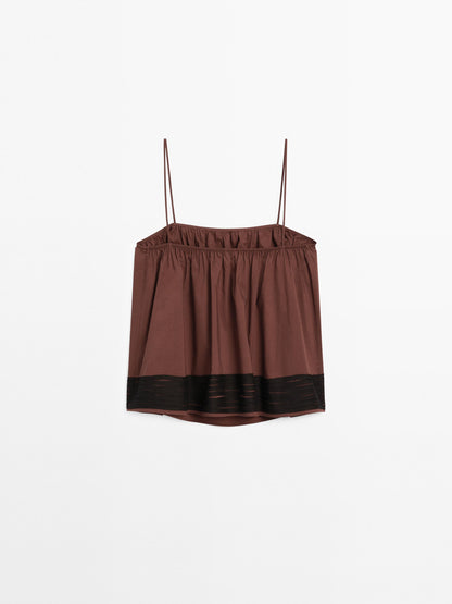 Short strappy top with ribbon details