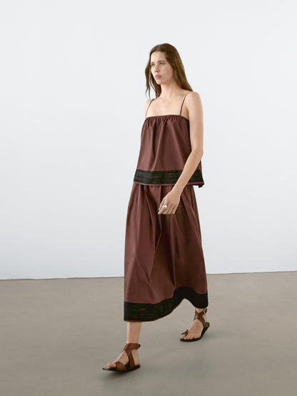 Short strappy top with ribbon details