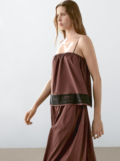 Short strappy top with ribbon details