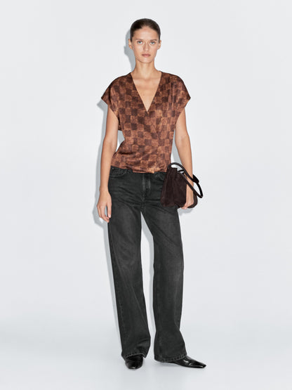 Satin wrap top