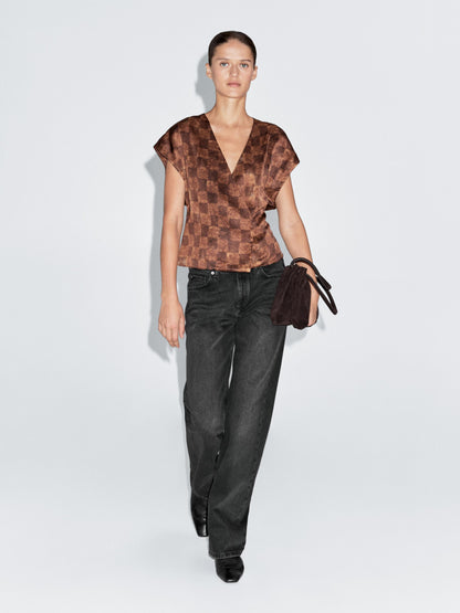 Satin wrap top