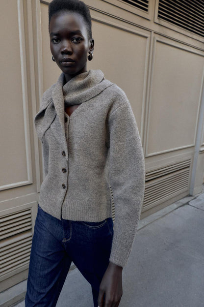 Cardigan With Scarf Detail