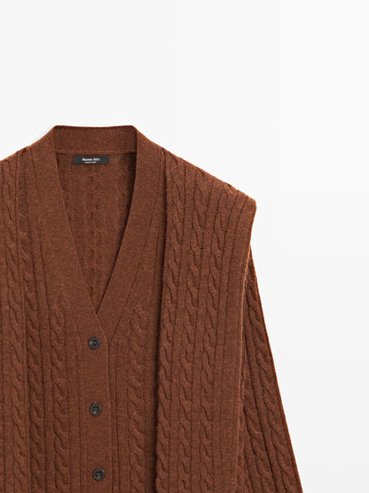 Wool blend cardigan with scarf detail