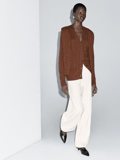 Wool blend cardigan with scarf detail