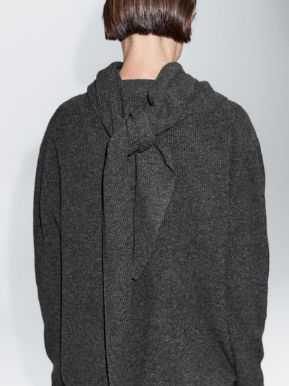 100% wool cardigan with scarf detail