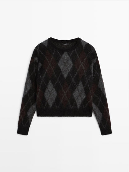 Alpaca wool diamond knit jumper