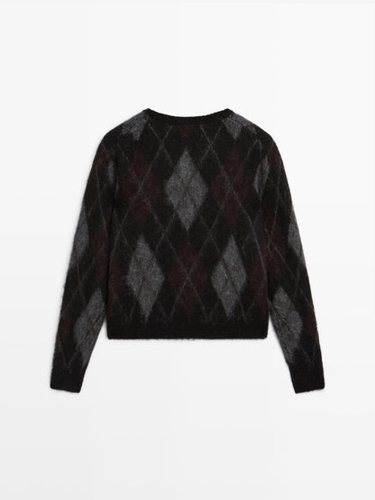 Alpaca wool diamond knit jumper