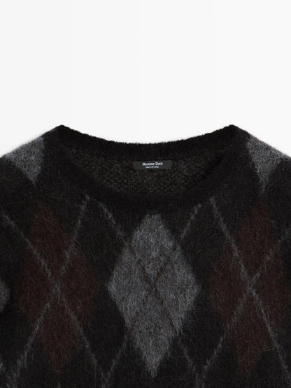 Alpaca wool diamond knit jumper