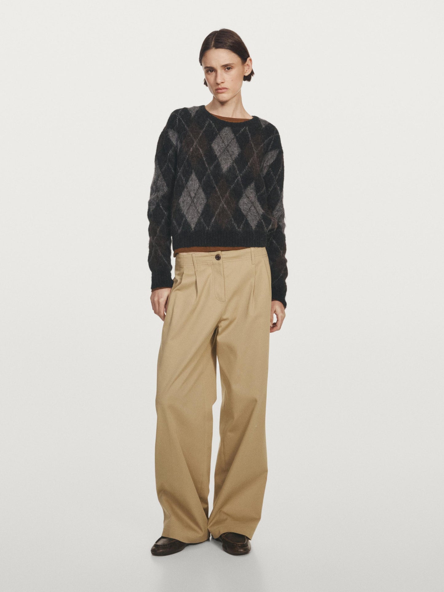 Alpaca wool diamond knit jumper
