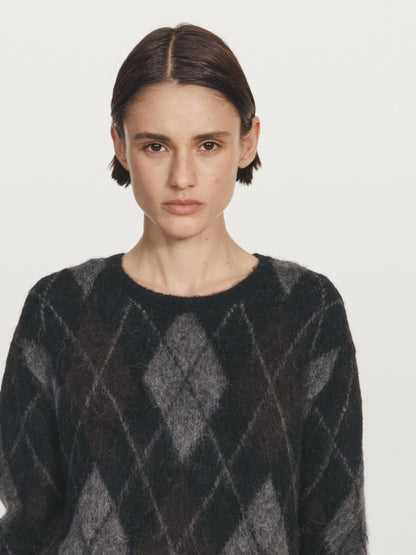 Alpaca wool diamond knit jumper