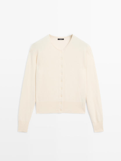 Wool blend knit cardigan