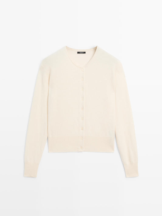 Wool blend knit cardigan