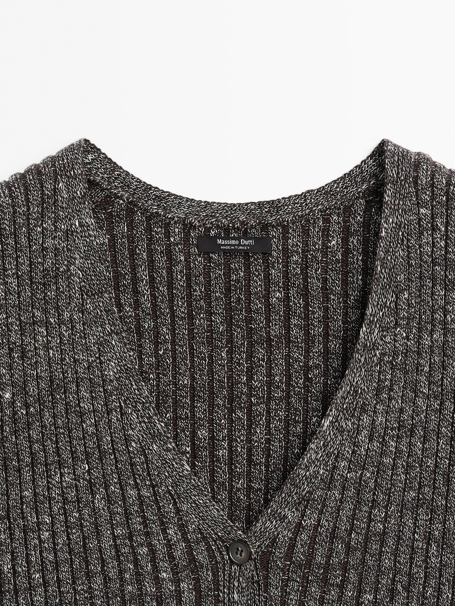 Linen blend flecked thread knit vest · Brown · Suit / Smart |