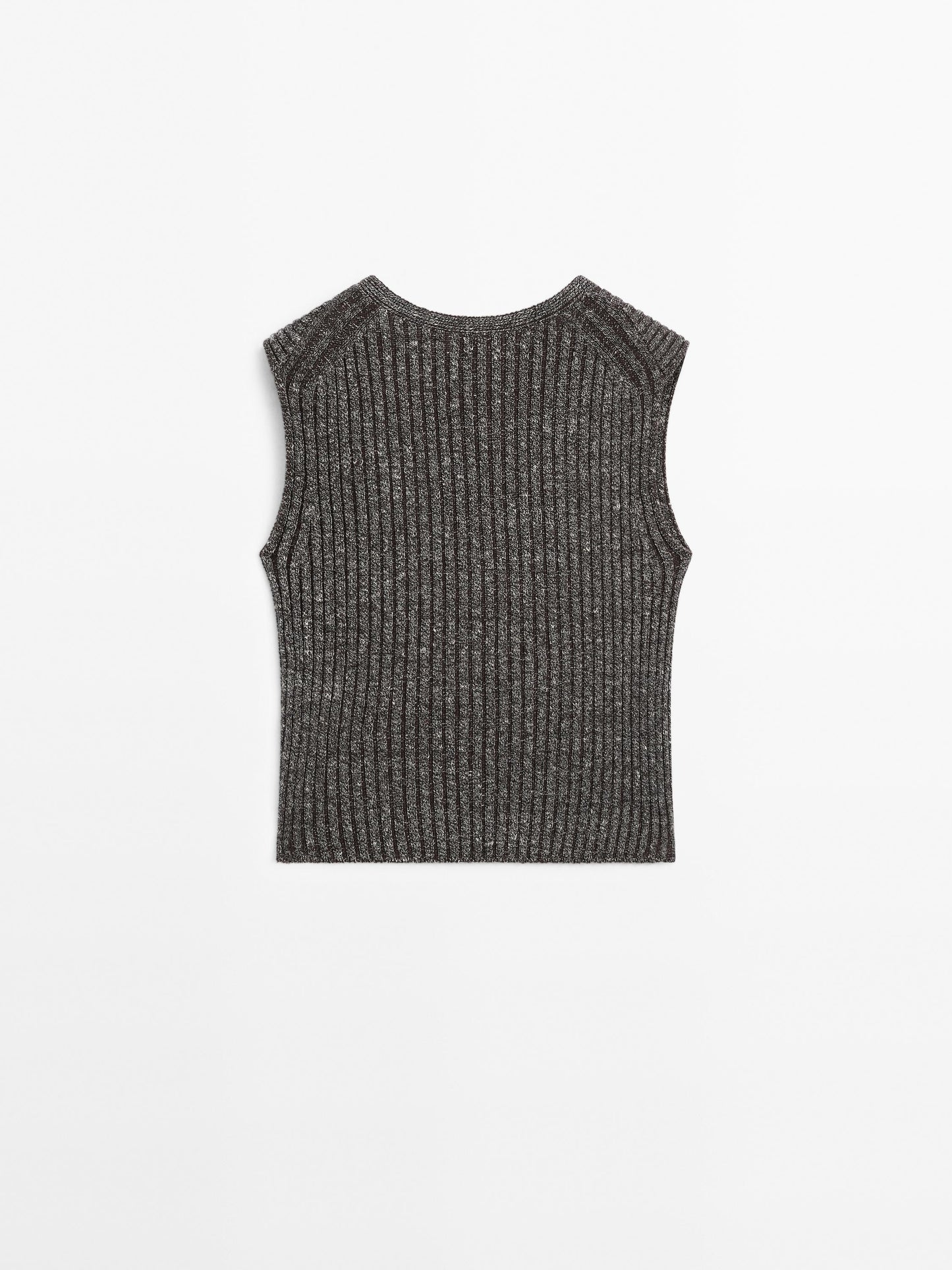 Linen blend flecked thread knit vest · Brown · Suit / Smart |