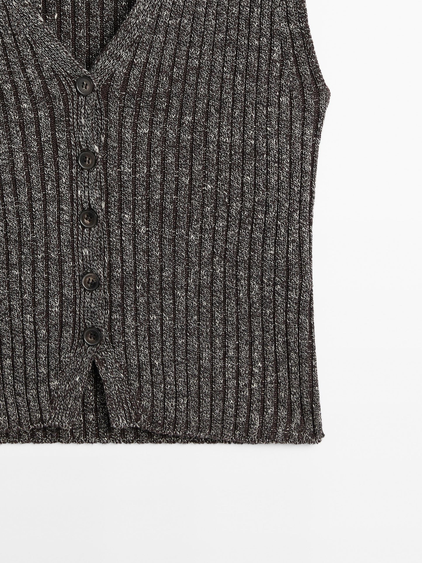 Linen blend flecked thread knit vest · Brown · Suit / Smart |