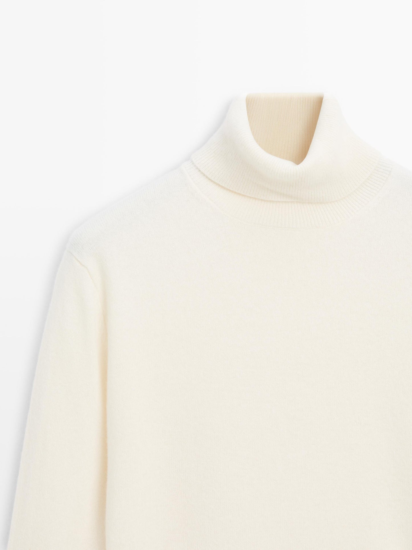 Wool blend knit sweater with high neck