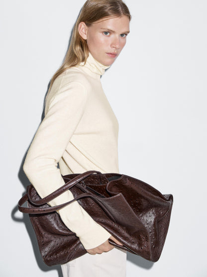 Wool blend knit sweater with high neck