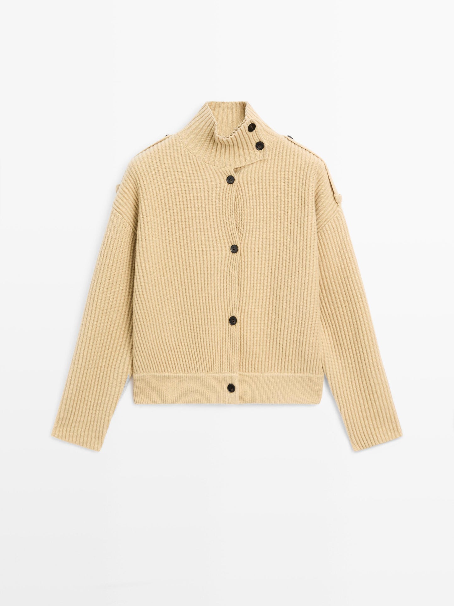 100% wool turtleneck cardigan