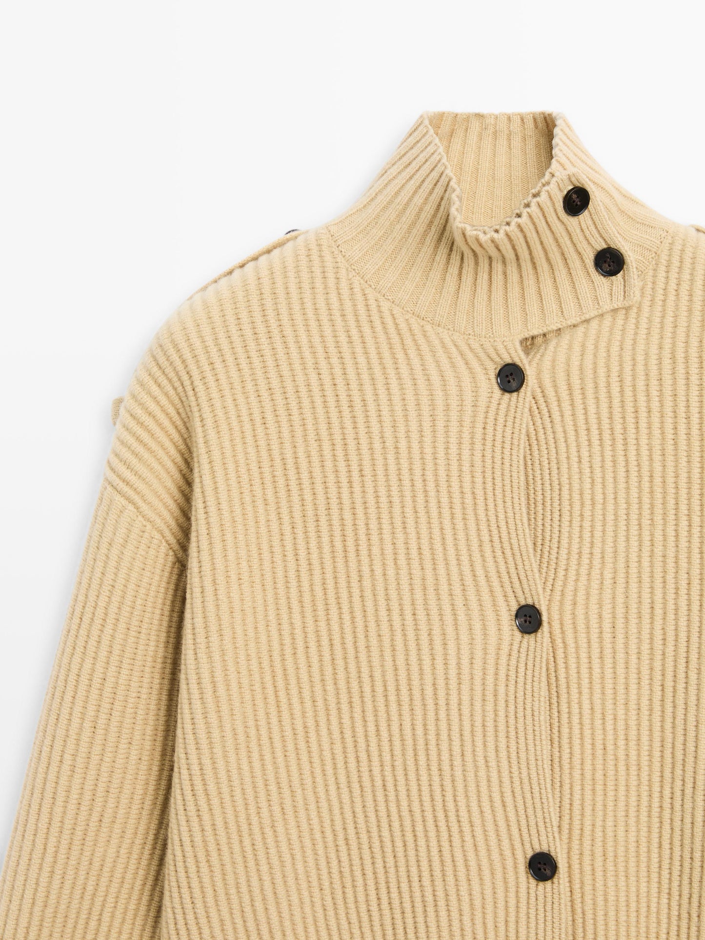 100% wool turtleneck cardigan