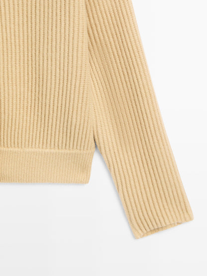 100% wool turtleneck cardigan