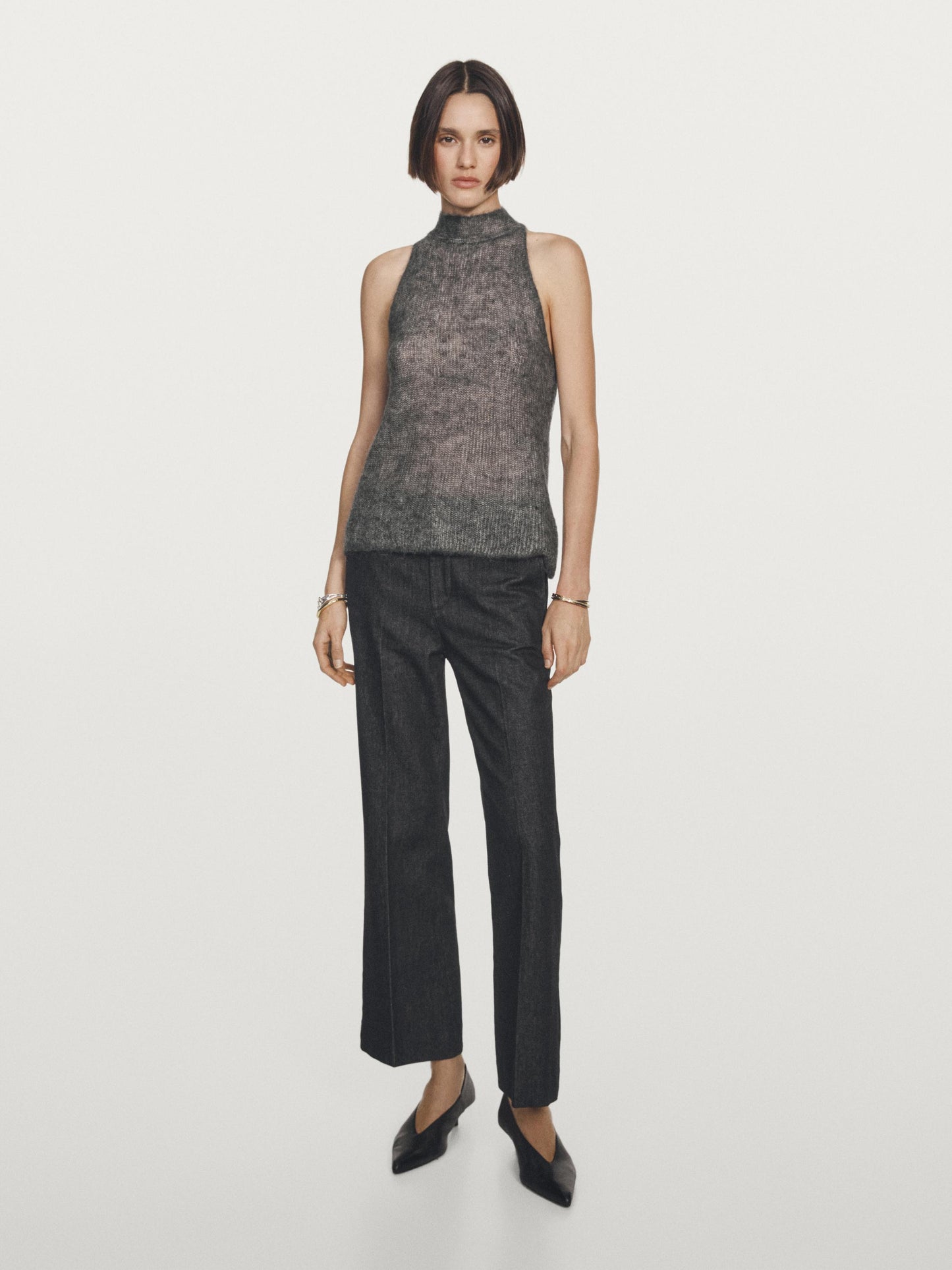 Alpaca and wool knit halterneck top