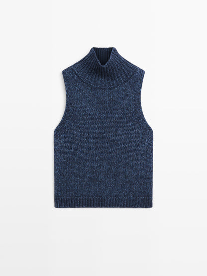 Turtleneck knit vest