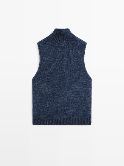 Turtleneck knit vest