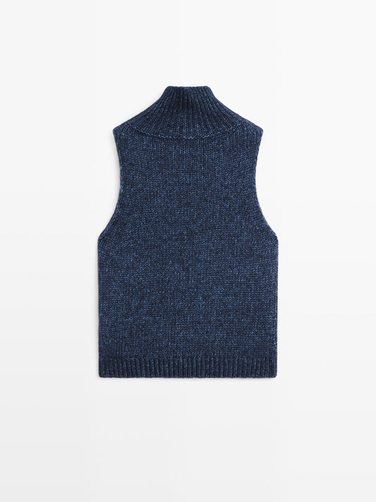 Turtleneck knit vest