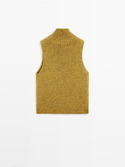 Turtleneck knit vest