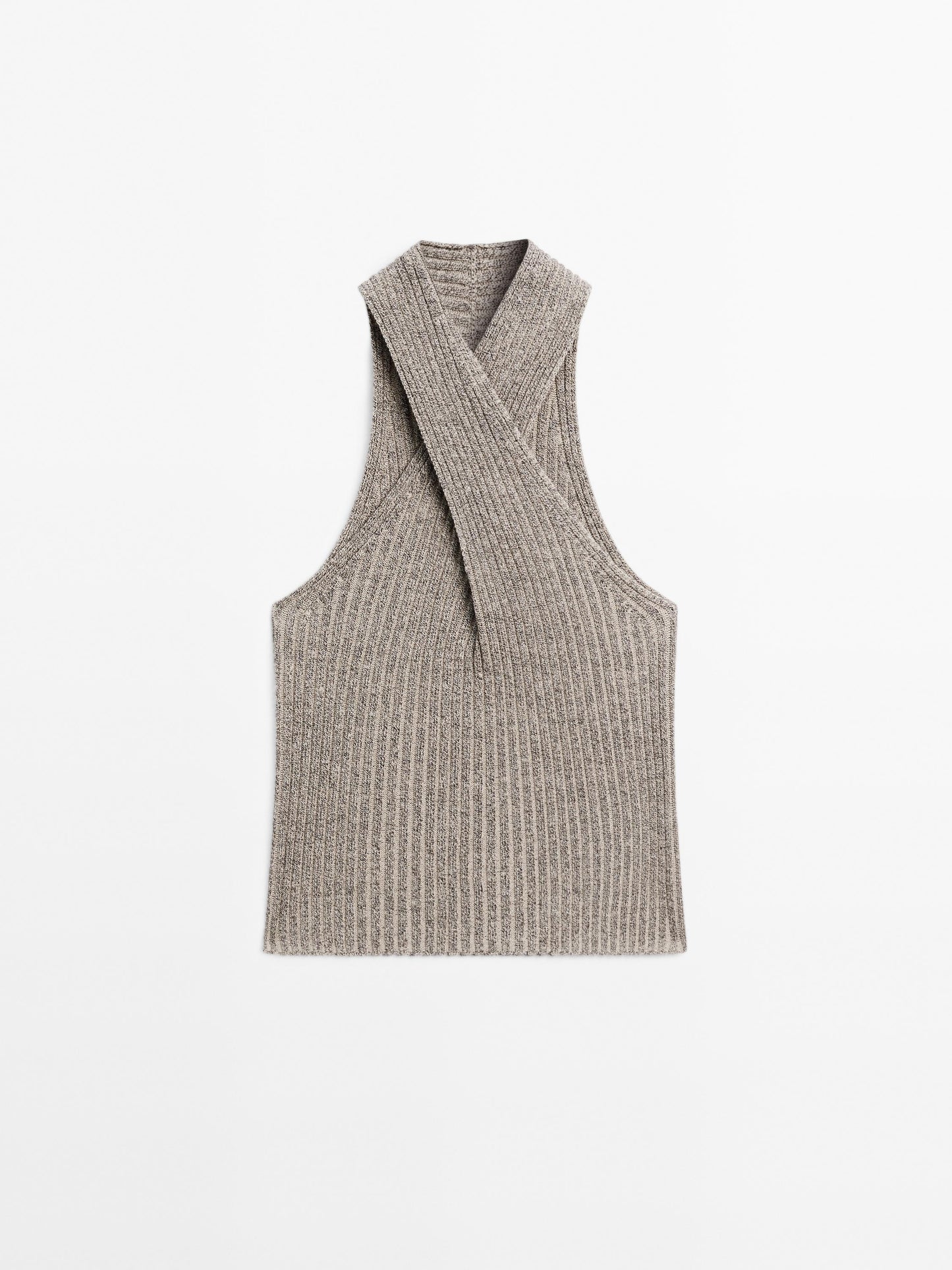Knit cotton blend crossover top