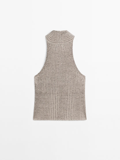 Knit cotton blend crossover top
