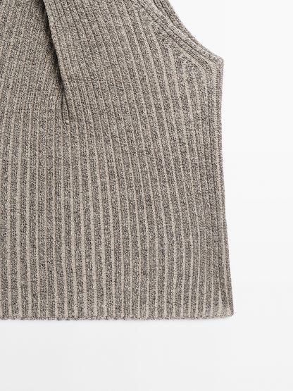Knit cotton blend crossover top